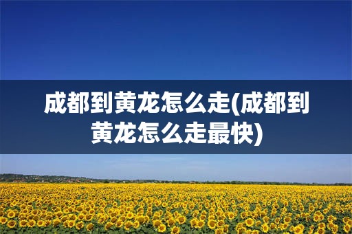 成都到黄龙怎么走(成都到黄龙怎么走最快)