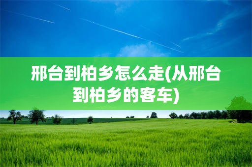 邢台到柏乡怎么走(从邢台到柏乡的客车)