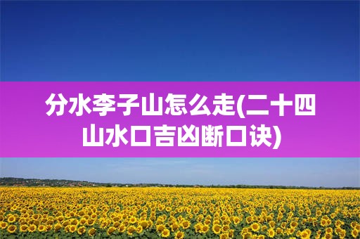 分水李子山怎么走(二十四山水口吉凶断口诀)