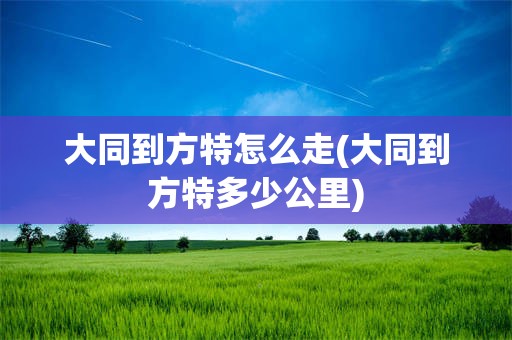 大同到方特怎么走(大同到方特多少公里)