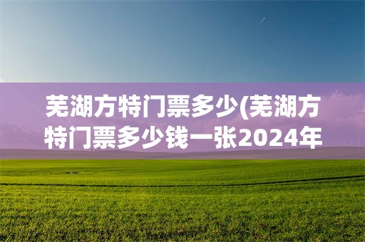 芜湖方特门票多少(芜湖方特门票多少钱一张2024年)