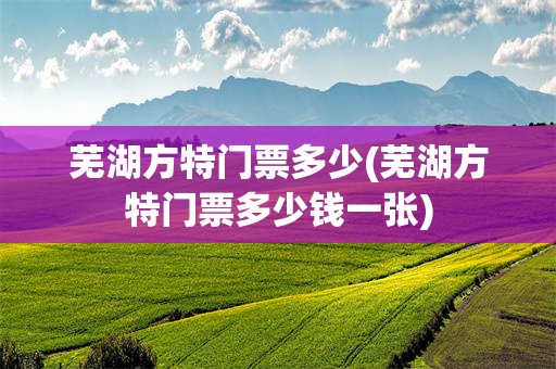 芜湖方特门票多少(芜湖方特门票多少钱一张)