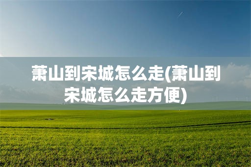 萧山到宋城怎么走(萧山到宋城怎么走方便)
