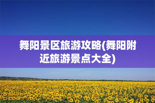 舞阳景区旅游攻略(舞阳附近旅游景点大全)