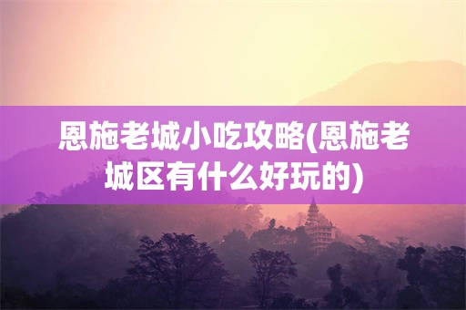 恩施老城小吃攻略(恩施老城区有什么好玩的)