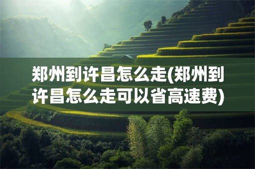 郑州到许昌怎么走(郑州到许昌怎么走可以省高速费)