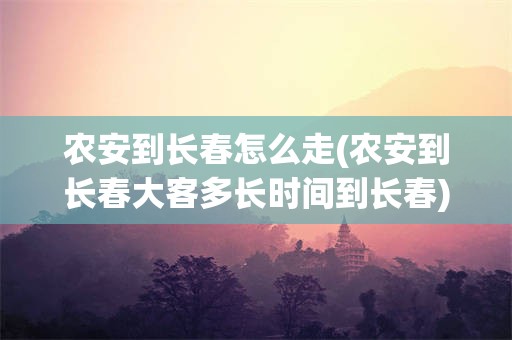 农安到长春怎么走(农安到长春大客多长时间到长春)