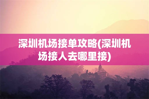 深圳机场接单攻略(深圳机场接人去哪里接)