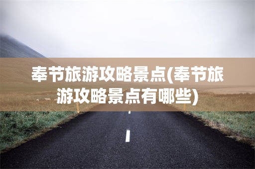 奉节旅游攻略景点(奉节旅游攻略景点有哪些)