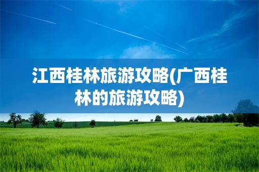 江西桂林旅游攻略(广西桂林的旅游攻略)