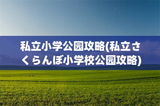 私立小学公园攻略(私立さくらんぼ小学校公园攻略)