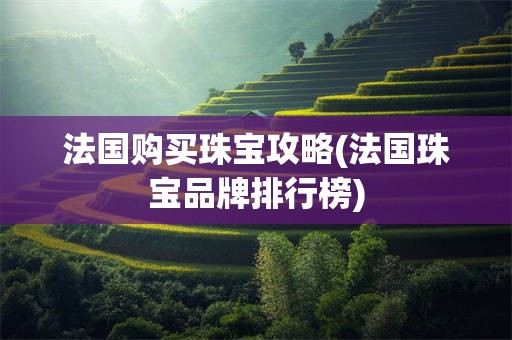 法国购买珠宝攻略(法国珠宝品牌排行榜)