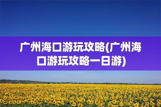 广州海口游玩攻略(广州海口游玩攻略一日游)