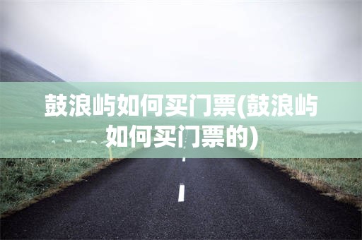 鼓浪屿如何买门票(鼓浪屿如何买门票的)