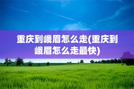 重庆到峨眉怎么走(重庆到峨眉怎么走最快)