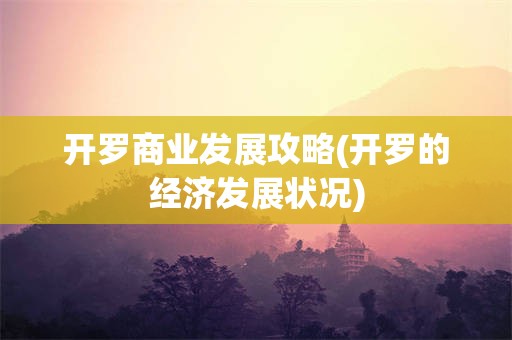 开罗商业发展攻略(开罗的经济发展状况)