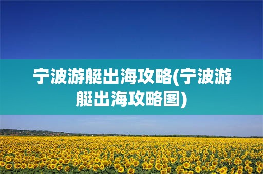宁波游艇出海攻略(宁波游艇出海攻略图)