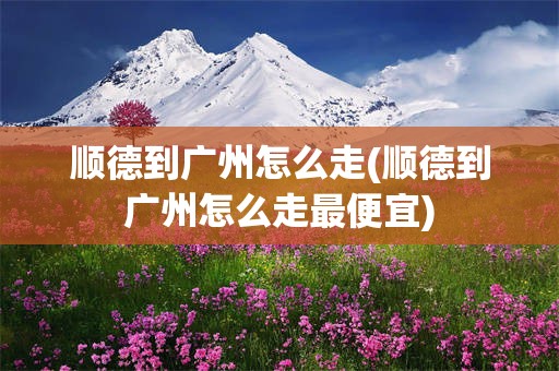 顺德到广州怎么走(顺德到广州怎么走最便宜)