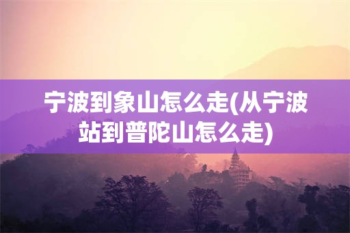 宁波到象山怎么走(从宁波站到普陀山怎么走)