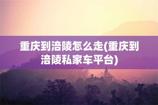 重庆到涪陵怎么走(重庆到涪陵私家车平台)