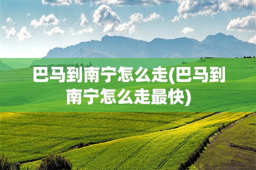 巴马到南宁怎么走(巴马到南宁怎么走最快)