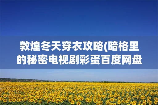 敦煌冬天穿衣攻略(暗格里的秘密电视剧彩蛋百度网盘)