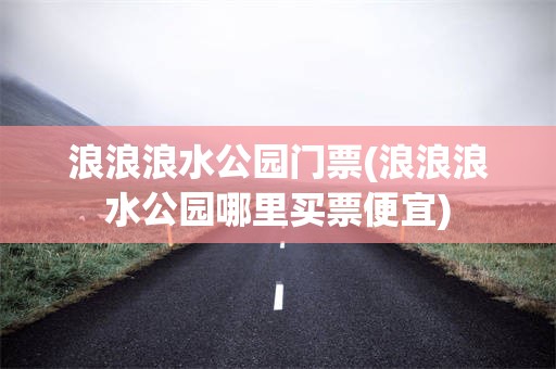浪浪浪水公园门票(浪浪浪水公园哪里买票便宜)