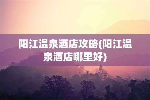 阳江温泉酒店攻略(阳江温泉酒店哪里好)