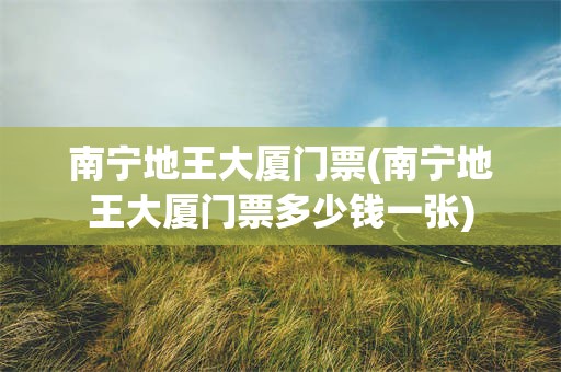 南宁地王大厦门票(南宁地王大厦门票多少钱一张)