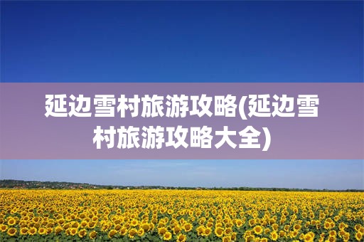 延边雪村旅游攻略(延边雪村旅游攻略大全)