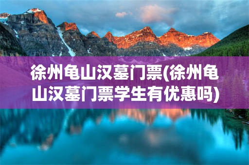 徐州龟山汉墓门票(徐州龟山汉墓门票学生有优惠吗)