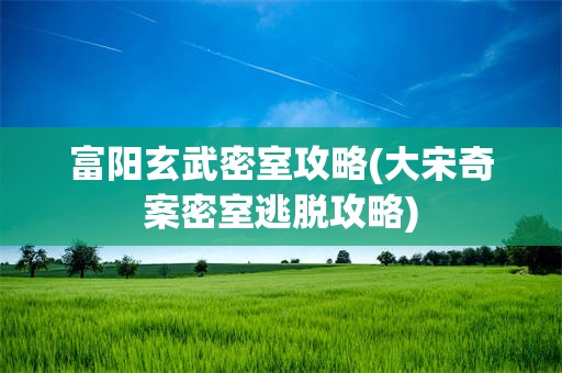 富阳玄武密室攻略(大宋奇案密室逃脱攻略)