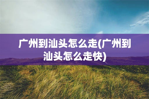 广州到汕头怎么走(广州到汕头怎么走快)
