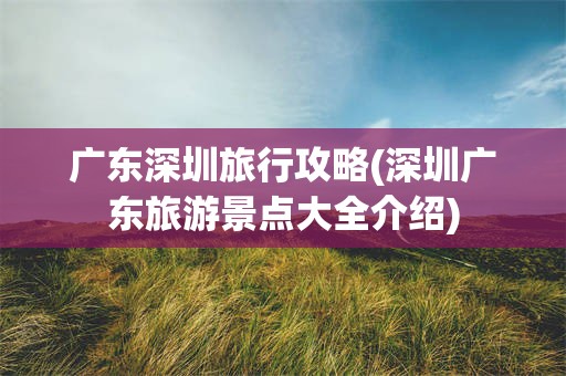 广东深圳旅行攻略(深圳广东旅游景点大全介绍)