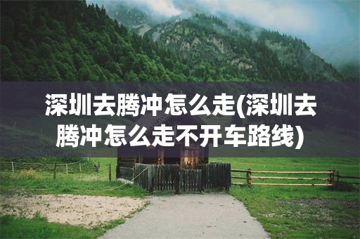 深圳去腾冲怎么走(深圳去腾冲怎么走不开车路线)