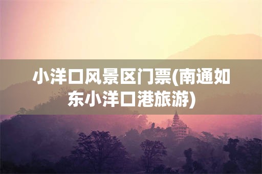 小洋口风景区门票(南通如东小洋口港旅游)